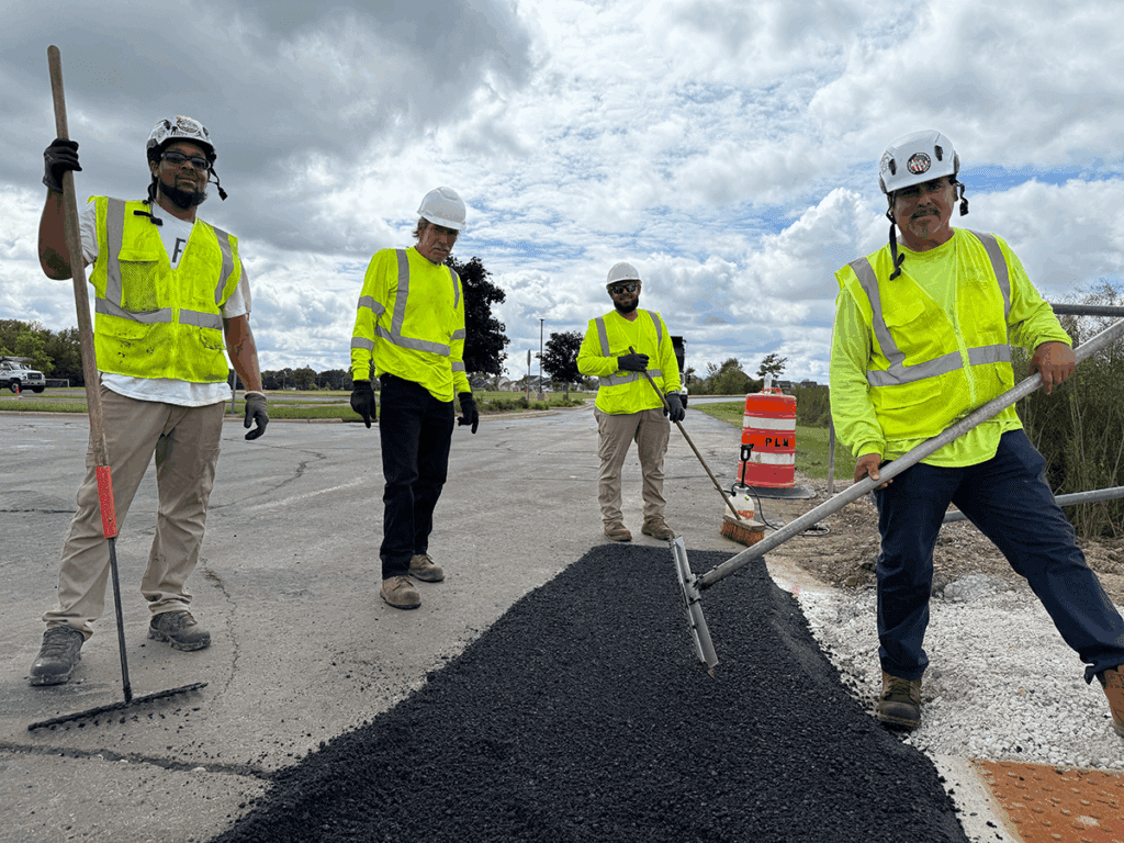 AB Asphalt Solutions family-owned paving crew on a Lehigh Valley job site